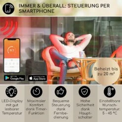 Smartwave Infrarot-Heizstrahler Carbonröhre 2400W WiFi Appsteuerung -Entspannender Garten 8600359300 12411 prod 003