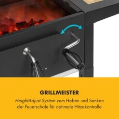 Meat Machine Holzkohlegrill BBQ 45x32,5cm Thermometer Bodenrollen Schwarz -Entspannender Garten 8600359300 12447 prod 004
