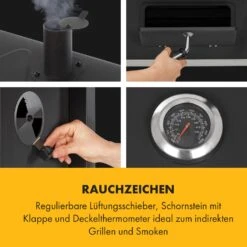 Meat Machine Holzkohlegrill BBQ 45x32,5cm Thermometer Bodenrollen Schwarz -Entspannender Garten 8600359300 12447 prod 006