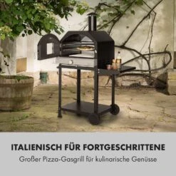 Pizzaiolo Pro Pizza-Gasgrill 76x143x66cm Schamottestein Stahl Mobil