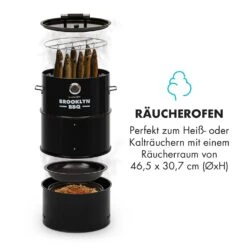 Brooklyn-BBQ 4-in-1-Grillfass | Grill, Smoker SlowCooker & Feuerschale | Ø 42 Cm | Stahl | Pulverbeschichtet -Entspannender Garten 8600359300 4679 prod 004