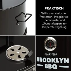 Brooklyn-BBQ 4-in-1-Grillfass | Grill, Smoker SlowCooker & Feuerschale | Ø 42 Cm | Stahl | Pulverbeschichtet -Entspannender Garten 8600359300 4679 prod 006