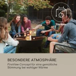 Nolana 2-in-1-Feuerschale Ø73cm Funkenschutz Ø64cm Grill Stahl Schwarz -Entspannender Garten 8600359300 4994 prod 003