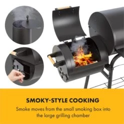 Beef Brisket Smoker Grill | Holzkohlegrill/Smoker | Rostfreie Grillroste Aus Edelstahl | Thermometer Im Deckel | 2 Große Räder -Entspannender Garten 8600359300 5030 prod 005