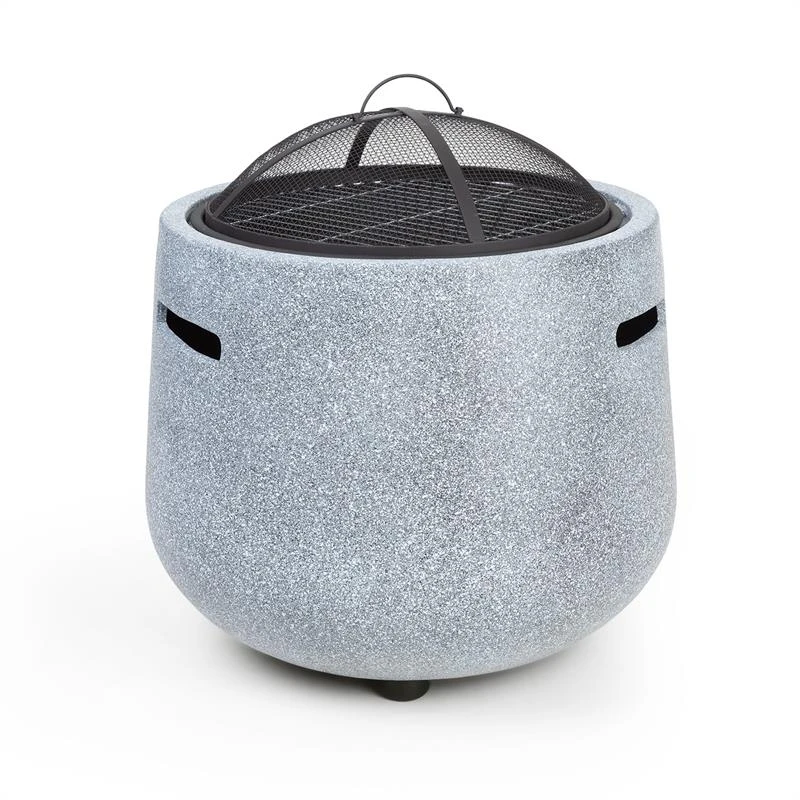 Evora Feuerschale Ø45cm Holzfeuer Grillrost Kunststein Stahl Schwarz / Steinoptik 1 Evora Feuerschale Ø45cm Holzfeuer Grillrost Kunststein Stahl Schwarz / Steinoptik