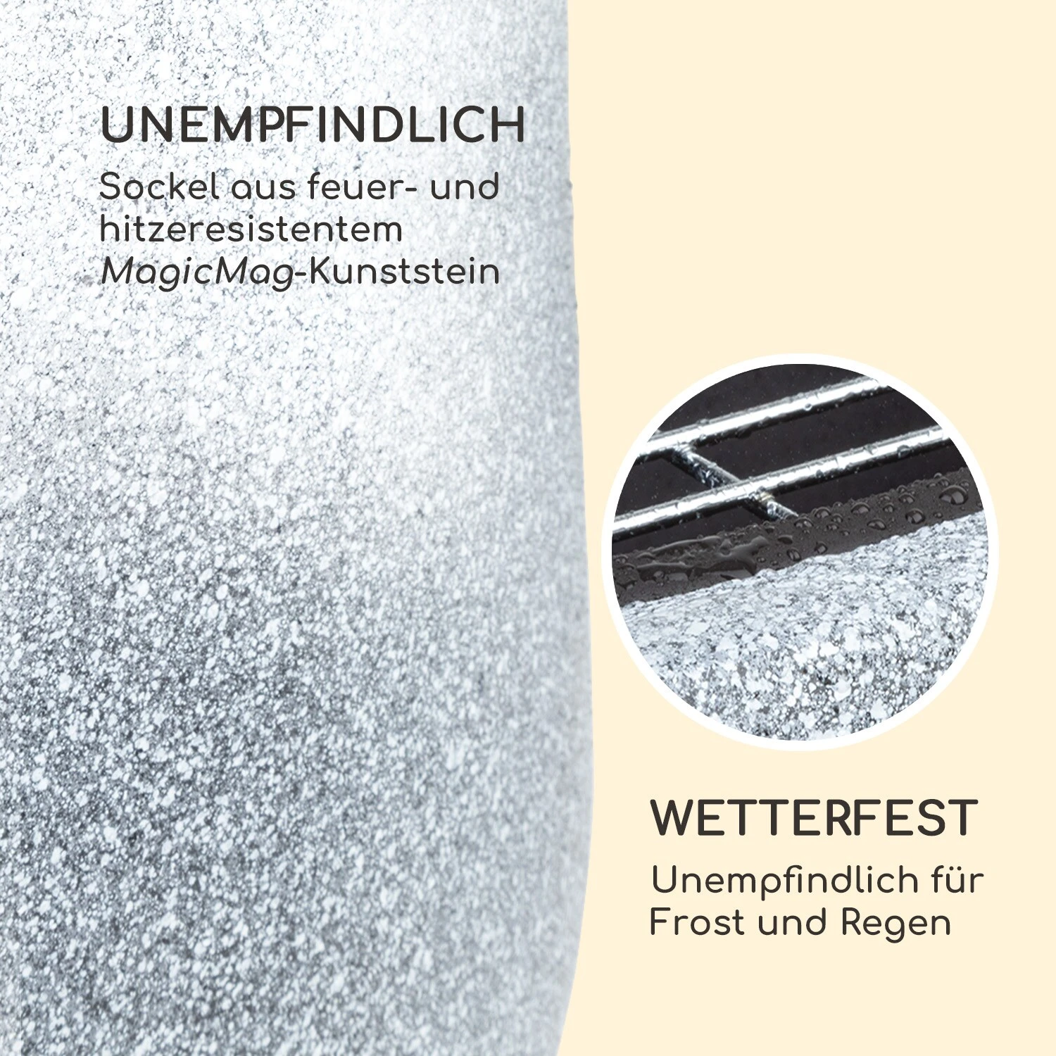 Evora Feuerschale Ø45cm Holzfeuer Grillrost Kunststein Stahl Schwarz / Steinoptik 4 Evora Feuerschale Ø45cm Holzfeuer Grillrost Kunststein Stahl Schwarz / Steinoptik – Bild 4