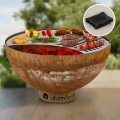 Savage Feuerschale Mit Grill  Ø: 60,5 Cm Stahl Inkl. Wetterschutz Rost