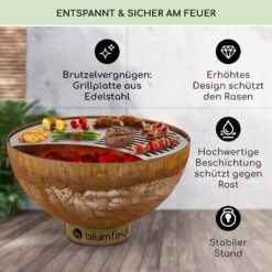 Savage Feuerschale Mit Grill  Ø: 60,5 Cm Stahl Inkl. Wetterschutz Rost -Entspannender Garten 8600359300 5365 prod 003