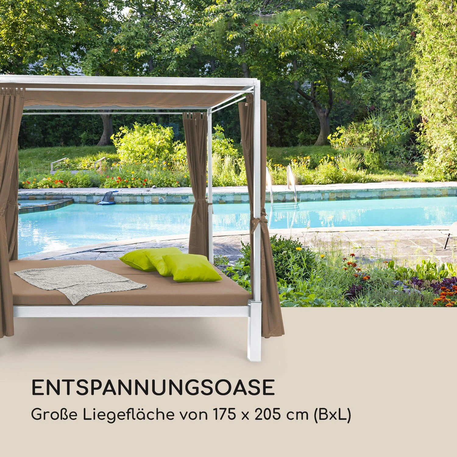 Senator Lounge Gartenliege 188x208x205cm Sonnendach Polyester Stahl Grau 3 Senator Lounge Gartenliege 188x208x205cm Sonnendach Polyester Stahl Grau – Bild 3