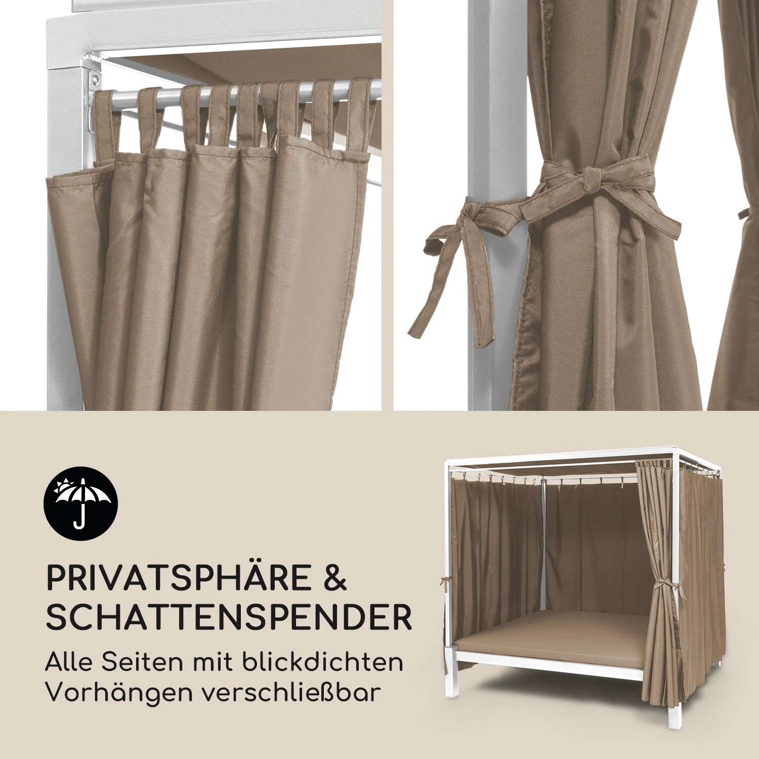 Senator Lounge Gartenliege 188x208x205cm Sonnendach Polyester Stahl Grau 5 Senator Lounge Gartenliege 188x208x205cm Sonnendach Polyester Stahl Grau – Bild 5