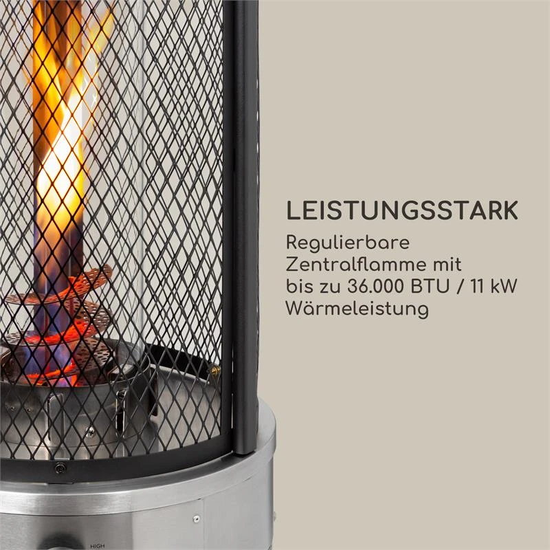 Goldflame Deluxe Terrassenheizstrahler 36.000BTU/11kW Temperglas Mobil Edelstahl Schwarz 3 Goldflame Deluxe Terrassenheizstrahler 36.000BTU/11kW Temperglas Mobil Edelstahl Schwarz – Bild 3