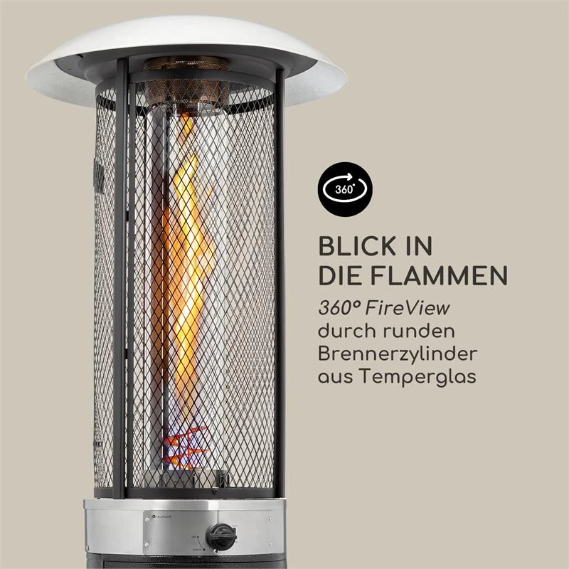 Goldflame Deluxe Terrassenheizstrahler 36.000BTU/11kW Temperglas Mobil Edelstahl Schwarz 5 Goldflame Deluxe Terrassenheizstrahler 36.000BTU/11kW Temperglas Mobil Edelstahl Schwarz – Bild 5