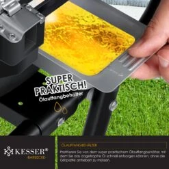 KESSER® Elektrischer Elektrogrill 2in1 Tischgrill - Standgrill Mit Deckel Und Standfuß | Max. 2400 Watt | Faltbar | Thermometer | Antihaftbeschichtung | Grillplatte Abstelltische | 2 Räder | -Entspannender Garten 8600364700 20109 prod 005