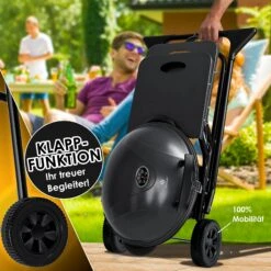 KESSER® Elektrischer Elektrogrill 2in1 Tischgrill - Standgrill Mit Deckel Und Standfuß | Max. 2400 Watt | Faltbar | Thermometer | Antihaftbeschichtung | Grillplatte Abstelltische | 2 Räder | -Entspannender Garten 8600364700 20109 prod 006