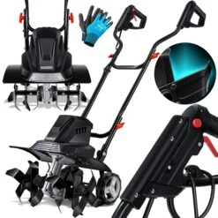 MASKO® Elektrische Motorhacke 1500 Watt | 40cm Arbeitsbreite 20cm Arbeitstiefe | Bodenhacke | Ackerfräse Kultivator Gartenfräse | Elektro Hacke | Klappbarer Handgriff | Metallgehäuse | Transporträder