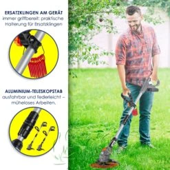 MASKO® Akku-Rasentrimmer Mit 20 V Li-Akku, 2,0 Ah Akku Und Ladegerät, Motorsense 26 Cm Schnittkreis, 180° Trimmwinkel, Teleskop-Stiel & Zusatzhandgriff, Inkl. 20 Messer Kunststoffklinge -Entspannender Garten 8600364700 22106 prod 006