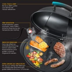 KESSER® Elektrischer Elektrogrill 2in1 Tischgrill - Standgrill Mit Deckel Standfuß | Max. 2400 Watt Thermometer | Antihaftbeschichtung | XXL Grillplatte | Integrierte Ablagefläche Elektro-Säulengrill -Entspannender Garten 8600364700 22323 prod 006