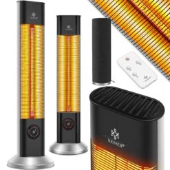 KESSER® Standheizstrahler Infrarot Stand Heizstrahler Inkl. Schutzhülle Wärmestrahler Terrasse Infrarotstrahler Turmheizstrahler 2000 Watt Terrassenstrahler Standheizung Mit Fernbedienung