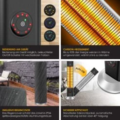 KESSER® Standheizstrahler Infrarot Stand Heizstrahler Inkl. Schutzhülle Wärmestrahler Terrasse Infrarotstrahler Turmheizstrahler 2000 Watt Terrassenstrahler Standheizung Mit Fernbedienung -Entspannender Garten 8600364700 22453 prod 003