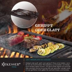 KESSER® Dutch Oven Set In Holzkiste Mit Dutch Oven Mit Viel Zubehör - Gusseisen - Bereits Eingebrannt Mit Kochtopf Grillplatte Pfanne Deckelheber Inkl. Rezeptbuch Handschuhe -Entspannender Garten 8600364700 23325 prod 006