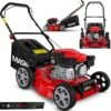 MASKO® Benzin Rasenmäher 5in1 Radantrieb EasyClean Reinigungsfunktion Mulchfunktion Seitenauswurf Hohe Schnittbreite 8-fache Schnitthöhenverstellung | 4 Takt Motor | Inkl. Fangkorb