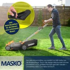 MASKO® Akku Rasenmäher ECO-X10 Inkl. 2X Akkus Li-Ion Batterie 4 Ah & Doppel-Ladegerät – Rasentrimmer Schnittbreite, 25-75mm Schnitthöhenverstellung -Entspannender Garten 8600364700 23491 prod 005