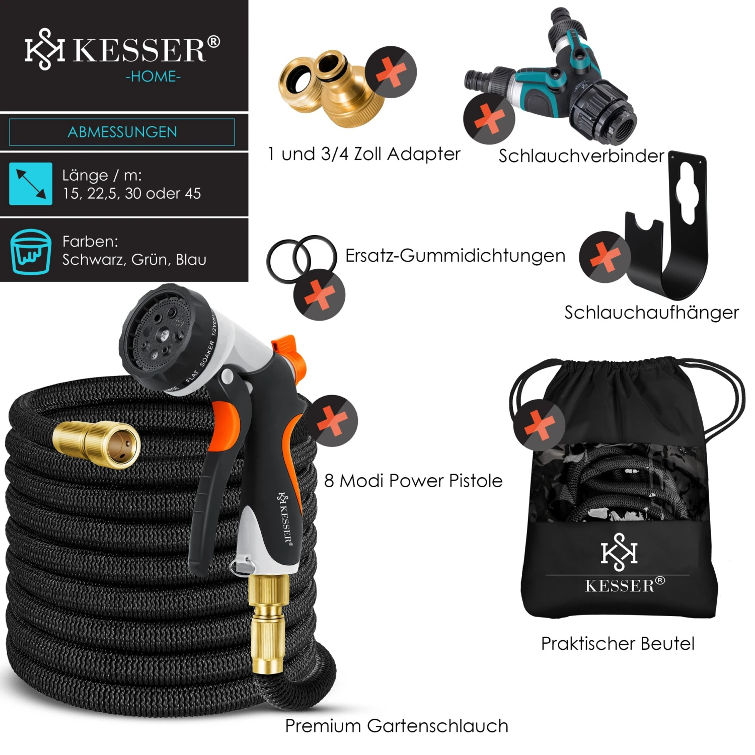 KESSER® Premium Gartenschlauch Flexibler Wasserschlauch Dehnbarer Flexischlauch 5 KESSER® Premium Gartenschlauch Flexibler Wasserschlauch Dehnbarer Flexischlauch – Bild 5