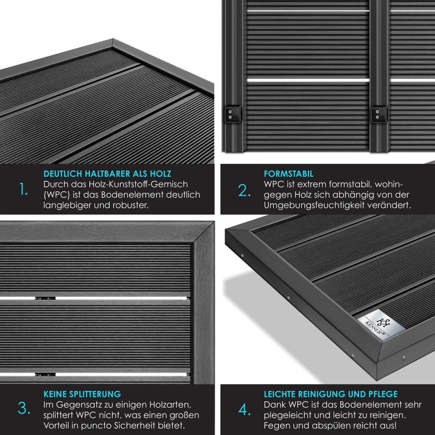 KESSER® Premium Bodenelement Für Solardusche Gartendusche Anti Rutsch - 101 X 63 X 5,5 Cm | Bodenplatte Für Pooldusche Outdoor Pool Dusche Leitern & Solarduschen | Inkl. Montagematerial 6 KESSER® Premium Bodenelement Für Solardusche Gartendusche Anti Rutsch - 101 X 63 X 5,5 Cm | Bodenplatte Für Pooldusche Outdoor Pool Dusche Leitern & Solarduschen | Inkl. Montagematerial – Bild 6