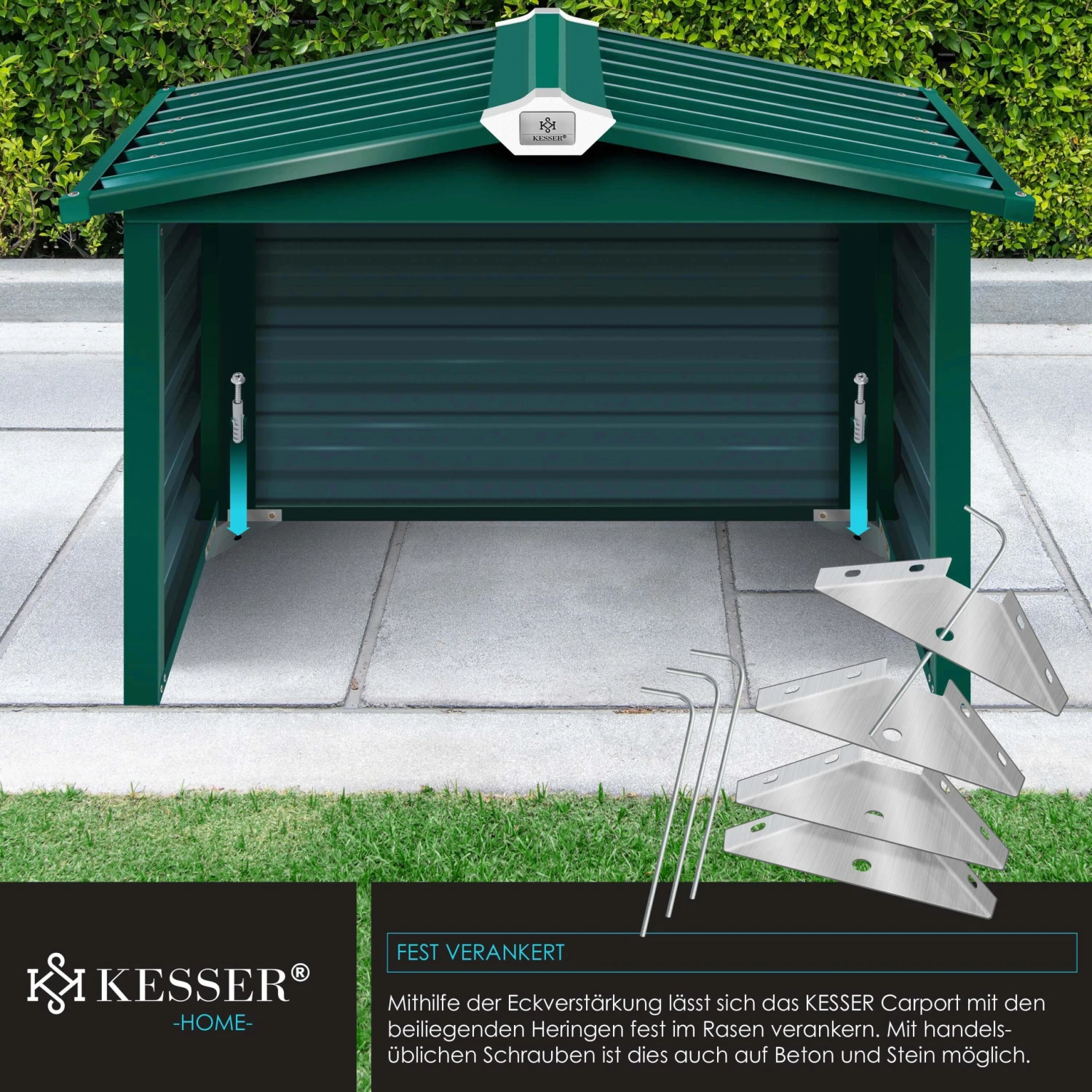 KESSER® Mähroboter Garage Mit Satteldach Dach Carport Überdachung Für Mähroboter Rasenmäher Rasenroboter Automower Garten Metall Witterungsbeständig Mährobotergarage Inkl. Montagematerial 6 KESSER® Mähroboter Garage Mit Satteldach Dach Carport Überdachung Für Mähroboter Rasenmäher Rasenroboter Automower Garten Metall Witterungsbeständig Mährobotergarage Inkl. Montagematerial – Bild 6