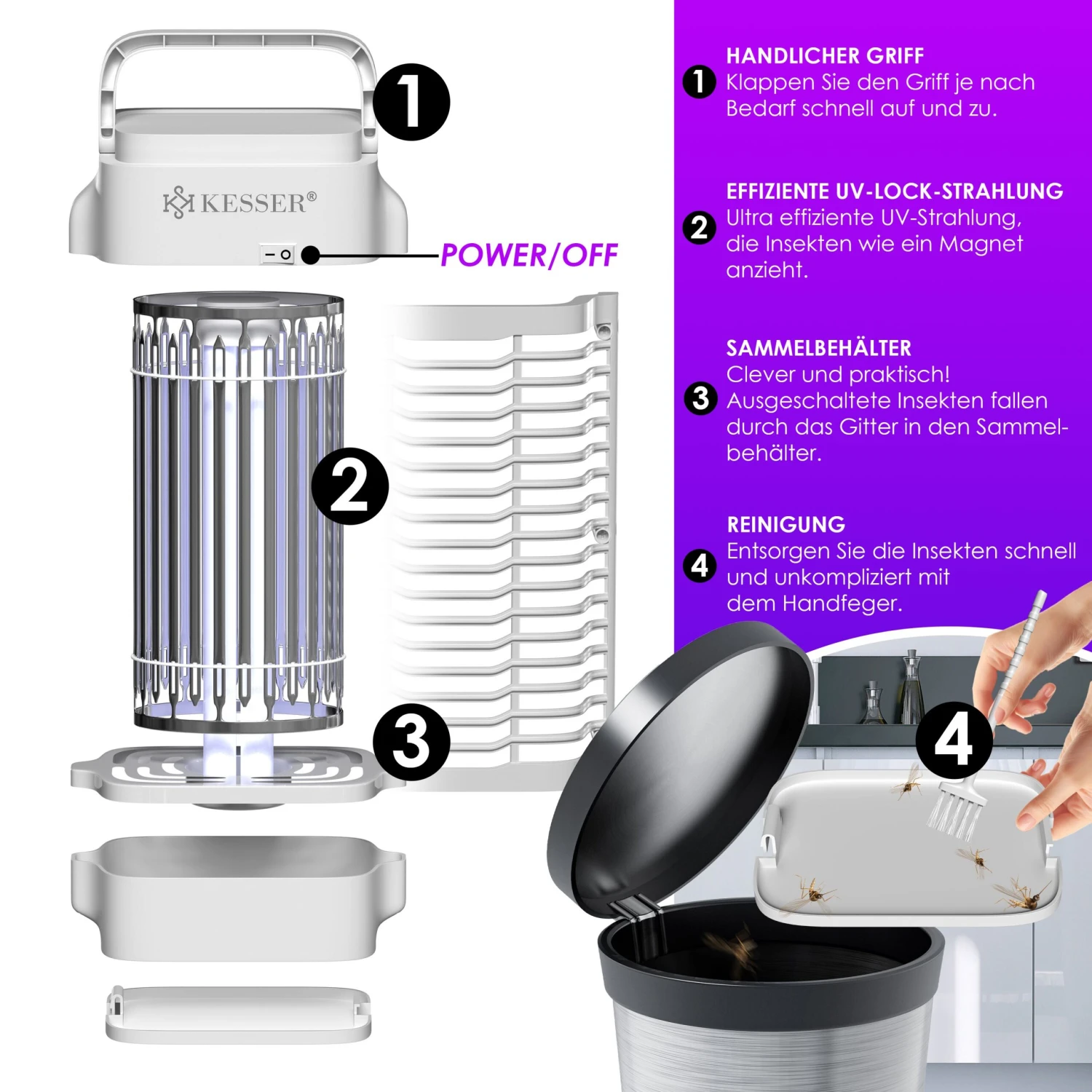 KESSER® Elektrischer Insektenvernichter 18W Insektenfalle Elektrisch 360° Mit UV-Lampe Mückenlampe Fliegenfänger Fliegenfalle Inkl. Insektenfeger Insektenkiller Für Innenräume & Außen Garten Terrasse 5 KESSER® Elektrischer Insektenvernichter 18W Insektenfalle Elektrisch 360° Mit UV-Lampe Mückenlampe Fliegenfänger Fliegenfalle Inkl. Insektenfeger Insektenkiller Für Innenräume & Außen Garten Terrasse – Bild 5