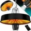 KESSER® Deckenheizstrahler Heizpilz Infrarot-Heizstrahler 2500W Terrassenstrahler Mit Fernbedienung Quarzstrahler | LED Licht | Decke | Infrarotstrahler | Mit Kette + Karabinerhaken Carbon-Heizelement
