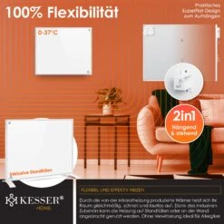 KESSER® Infrarotheizung Energiesparend Infrarot 2in1 Standgerät & Wandmontage Elektroheizung Mit Fernbedienung Thermostat & App-Steuerung Timer Elektrisch Heizpaneel Heizung Konvektor Standfüße -Entspannender Garten 8600364700 24163 prod 004