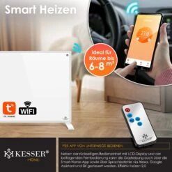 KESSER® Infrarotheizung Energiesparend Infrarot 2in1 Standgerät & Wandmontage Elektroheizung Mit Fernbedienung Thermostat & App-Steuerung Timer Elektrisch Heizpaneel Heizung Konvektor Standfüße -Entspannender Garten 8600364700 24163 prod 005
