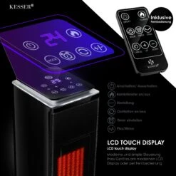 KESSER® Turmheizstrahler Heizstrahler Standheizstrahler Infrarot Mit Fernbedienung Timer Kamineffekt, Heizung Turm-Keramik-Heizer Heizlüfter Heizgerät Kamin Standheizung Mit Oszillationsfunktion -Entspannender Garten 8600364700 24168 prod 004