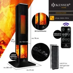 KESSER® Turmheizstrahler Heizstrahler Standheizstrahler Infrarot Mit Fernbedienung Timer Kamineffekt, Heizung Turm-Keramik-Heizer Heizlüfter Heizgerät Kamin Standheizung Mit Oszillationsfunktion -Entspannender Garten 8600364700 24168 prod 006