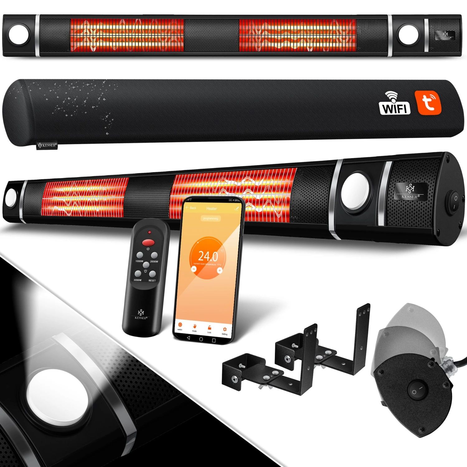 KESSER® Infrarot Heizstrahler 3000W IR-Gastro-Bar Inkl. LED Licht Terrassenstrahler Mit WiFi & Fernbedienung Inkl. Schutzhülle Infrarotstrahler Quarzstrahler Terrassenheizer Wand-Heizstrahler 1 KESSER® Infrarot Heizstrahler 3000W IR-Gastro-Bar Inkl. LED Licht Terrassenstrahler Mit WiFi & Fernbedienung Inkl. Schutzhülle Infrarotstrahler Quarzstrahler Terrassenheizer Wand-Heizstrahler