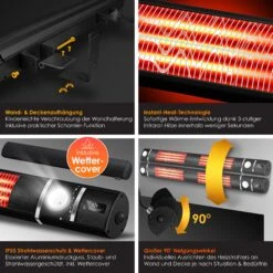KESSER® Infrarot Heizstrahler 3000W IR-Gastro-Bar Inkl. LED Licht Terrassenstrahler Mit WiFi & Fernbedienung Inkl. Schutzhülle Infrarotstrahler Quarzstrahler Terrassenheizer Wand-Heizstrahler 8 KESSER® Infrarot Heizstrahler 3000W IR-Gastro-Bar Inkl. LED Licht Terrassenstrahler Mit WiFi & Fernbedienung Inkl. Schutzhülle Infrarotstrahler Quarzstrahler Terrassenheizer Wand-Heizstrahler -Entspannender Garten 8600364700 24172 prod 003