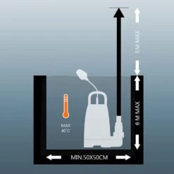 TACKLIFE GSUP2B, Tauchpumpe, 400-W-Pumpe, Max. Durchflussrate 9000 L / H, Max. Förderhöhe 5 M, Verunreinigungen Ø 25 Mm, Max. Eintauchtiefe 6 M, 8-Blatt-Laufräder, Schmutzwasser-Tauchpumpe Mit Schwimmerschalter -Entspannender Garten 8600367000 2429 prod 003